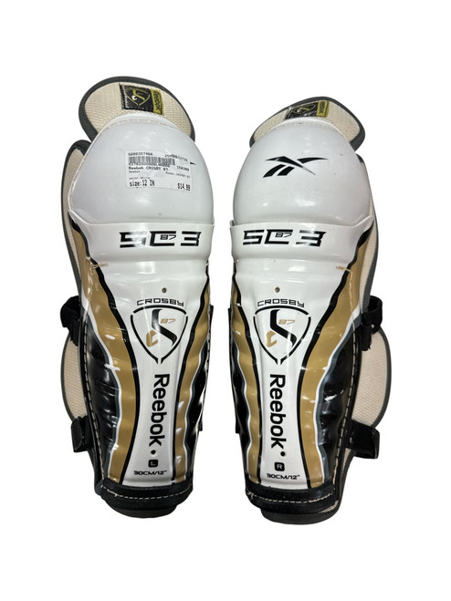 Vist Large View of Product Image Which is Used Reebok CROSBY 87 Intermediate Shin Guards White 12"