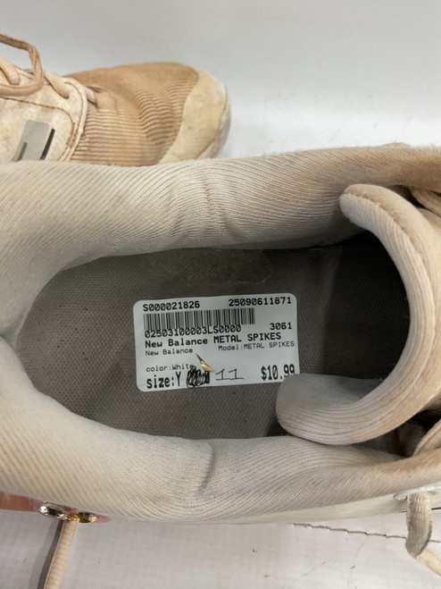 Vist Large View of Product Image Which is Used New Balance METAL SPIKES BB/SB Cleats White Senior 11.5