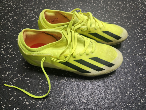 Vist Large View of Product Image Which is Used Adidas CRAZYFAST Soccer Cleats Optic Yellow Junior 05