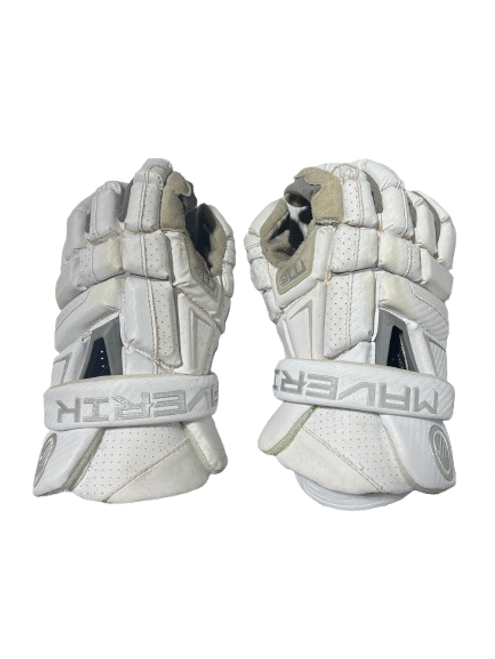 Vist Large View of Product Image Which is Used Maverik MAVERIK M6 LAX GLOVES Lacrosse Gloves Mens White 13"