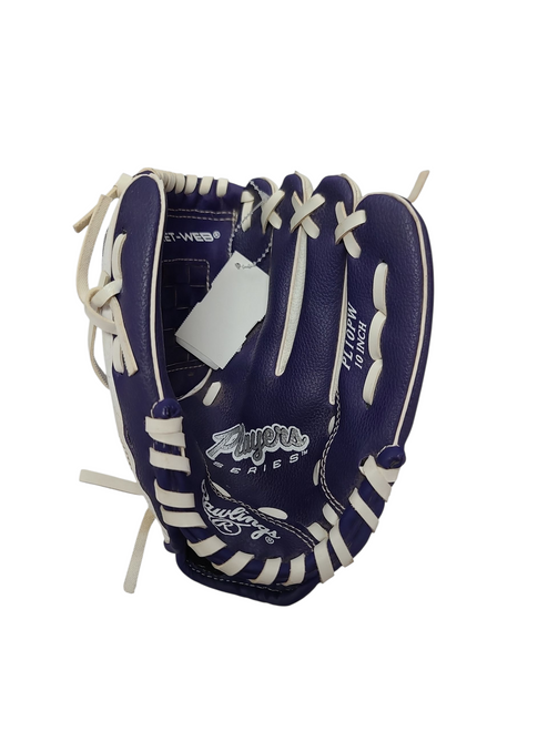 Vist Large View of Product Image Which is Used Rawlings PLAYER SERIES RH Throw Fastpitch Gloves Purple 10"