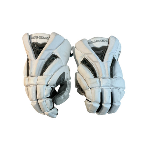 Vist Large View of Product Image Which is Used Maverik 13IN MAVERIK ROME GLOVES Lacrosse Gloves Mens White 13"