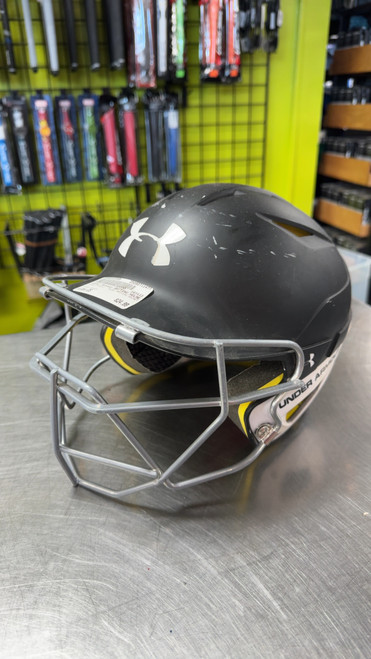 Vist Large View of Product Image Which is Used Under Armour BATTING HELMET Batting Helmet w/Mask Black SM