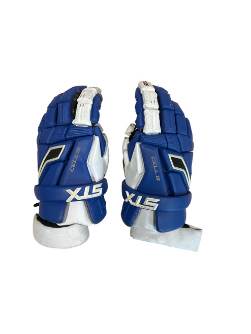 Vist Large View of Product Image Which is Used STX CELL III Lacrosse Gloves Mens Royal Blue 12"