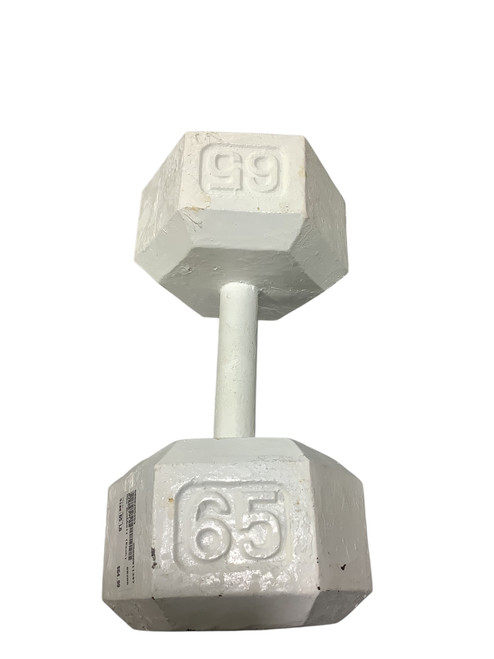 Vist Large View of Product Image Which is Used Hex Dumbbell (Each) White 65 lb