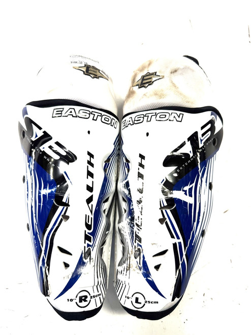 Vist Large View of Product Image Which is Used Easton S13 Junior Shin Guards White 10"