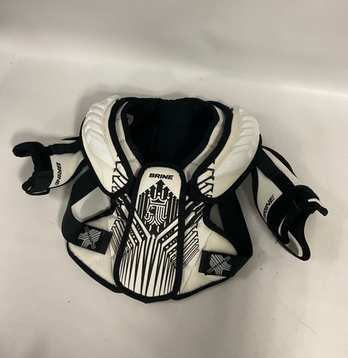 Vist Large View of Product Image Which is Used Brine UPRISING Lacrosse Shoulder Pads White SM