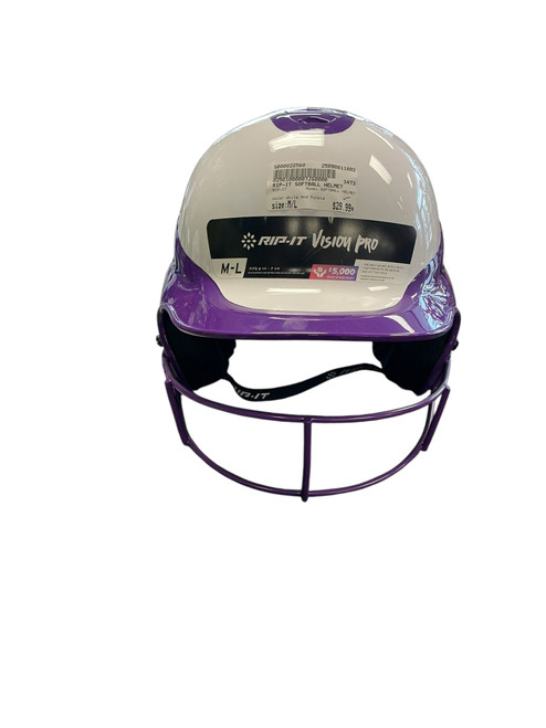 Vist Large View of Product Image Which is Used RIP-IT SOFTBALL HELMET Batting Helmet w/Mask White And Purple M/L