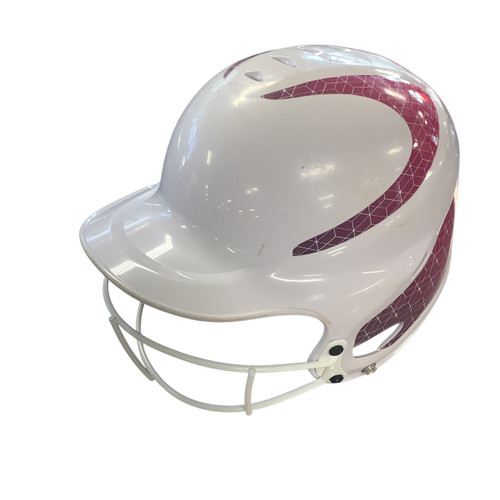 Vist Large View of Product Image Which is Used RIP-IT BATTING HELMET SOFTBALL WHITE PINK Batting Helmet w/Mask White MD