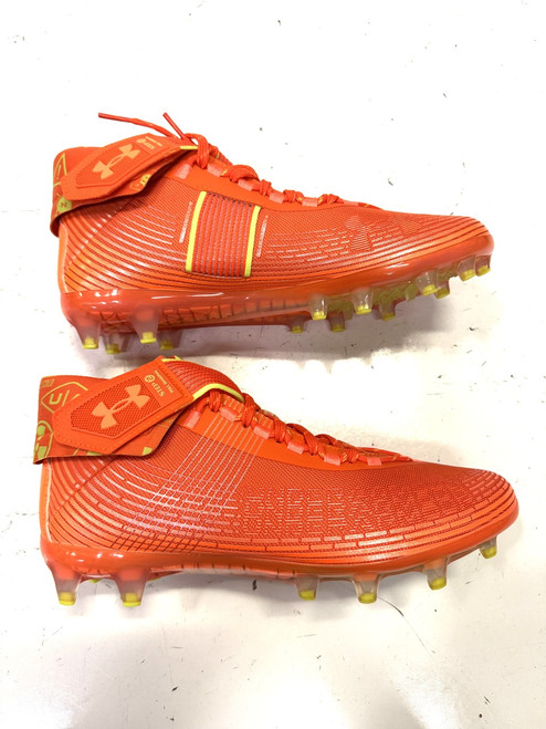 Vist Large View of Product Image Which is Used Under Armour Adult FB Cleats Orange Senior 9
