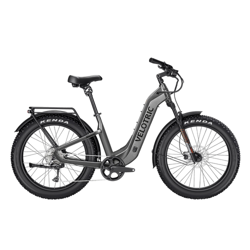 Vist Large View of Product Image Which is New Velotric Nomad 2 Step-Through Fat Tire E-Bike- Grey