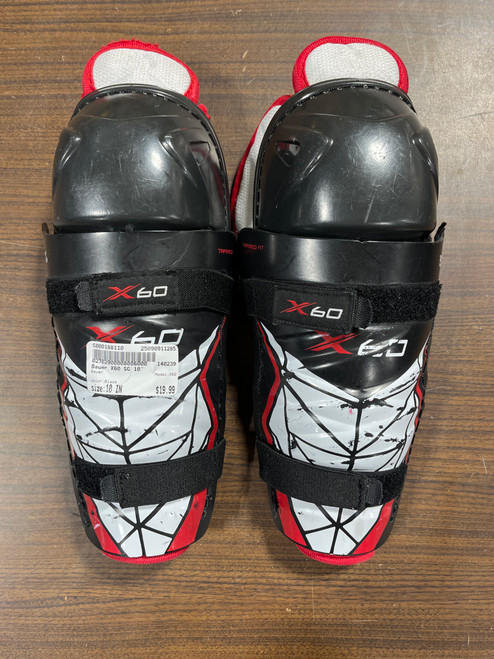 Vist Large View of Product Image Which is Used Bauer X60 Junior Shin Guards Black 10"
