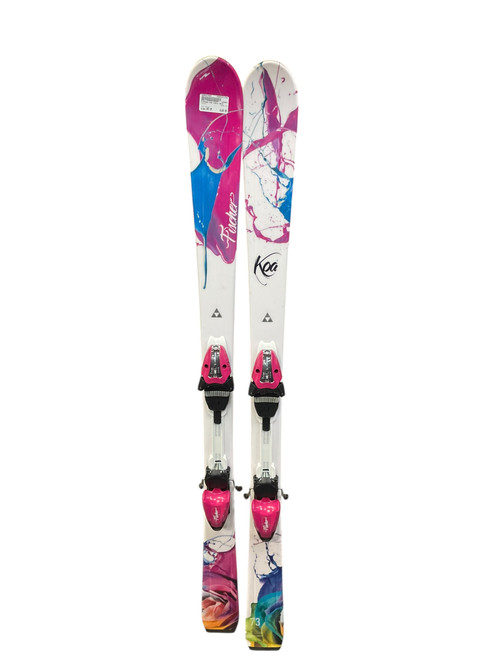 Vist Large View of Product Image Which is Used Fischer KOA Girls DH Ski/Binding White 145 cm