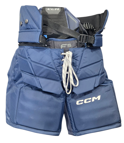 Vist Large View of Product Image Which is Used CCM FT5 Junior Goalie Pant Navy Blue LG