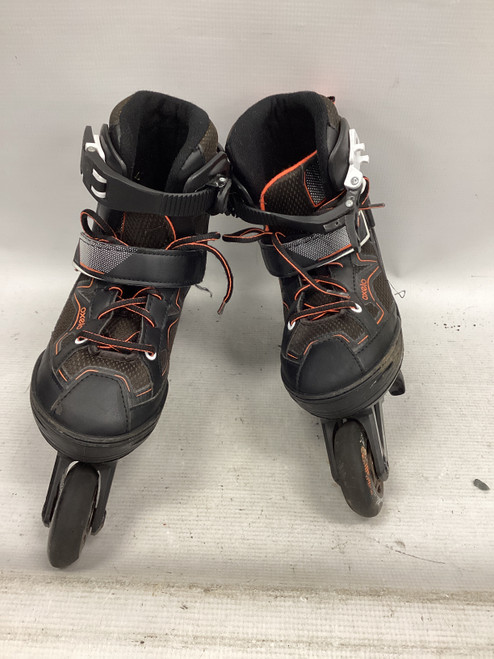 Vist Large View of Product Image Which is Used OXELO Junior Rec Fitness Skates Black Adjustable