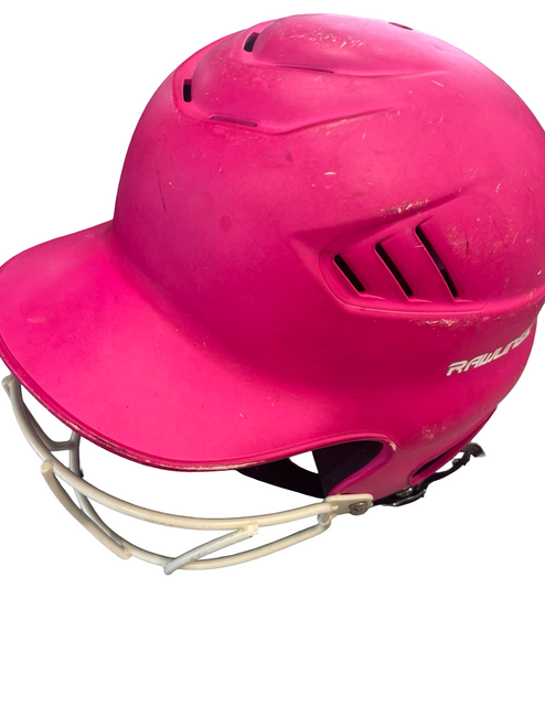 Vist Large View of Product Image Which is Used Rawlings HELMET W/ MASK Batting Helmet w/Mask Pink MD