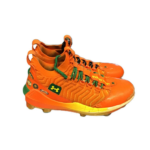 Vist Large View of Product Image Which is Used Under Armour 3028410-800 Adult FB Cleats Orange Senior 7.5