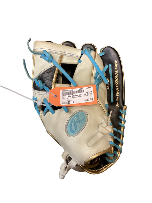 Vist Large View of Product Image Which is Used Rawlings HEART OF THE HIDE BB/SB Glove RH Throw White 12"