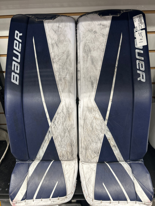 Vist Large View of Product Image Which is Used Bauer SUPREME 3S Goalie Leg Pads Inter White 30"