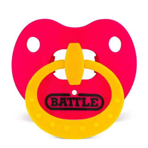 Vist Large View of Product Image Which is New Binky Oxygen Mouthguard- Pink/Yellow