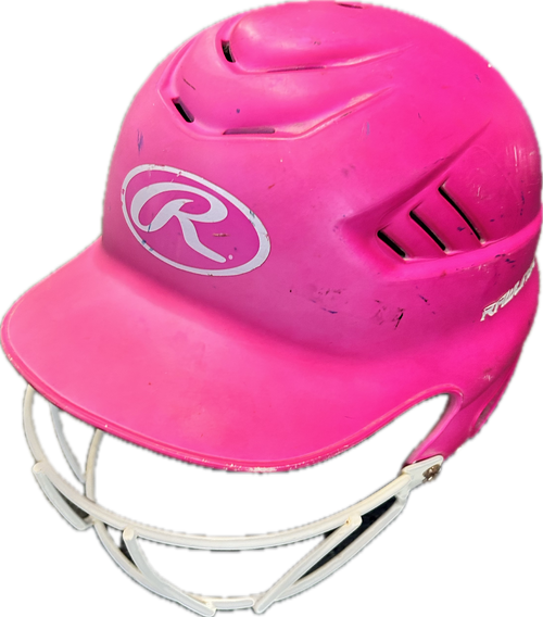 Vist Large View of Product Image Which is Used Rawlings PINK W/CAGE Batting Helmet w/Mask Pink S/M