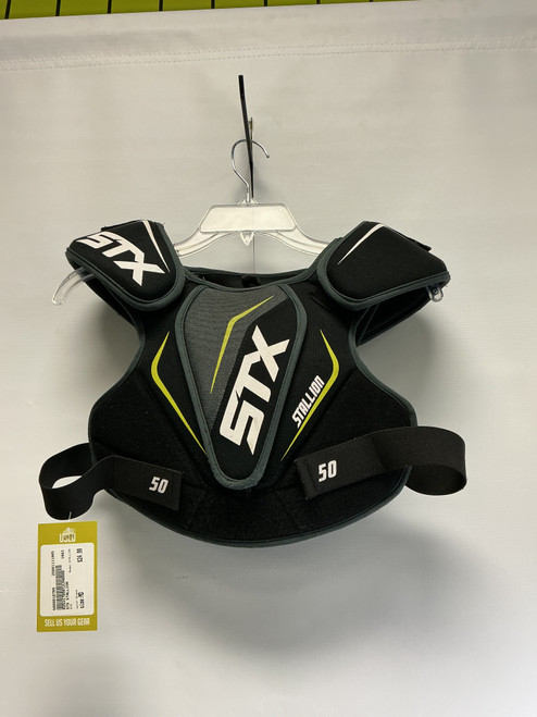 Used STX STALLION Lacrosse Shoulder Pads Black MD 11905-S000016765 Vist Large View of Product Image Which is Used STX STALLION Lacrosse Shoulder Pads Black MD