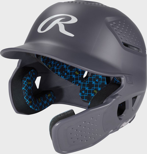 Vist Large View of Product Image Which is New Rawlings RX2 Matte Graphite Jr Batting Helmet w/ Jaw Guard