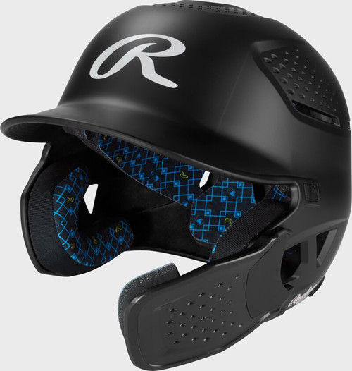 Vist Large View of Product Image Which is New Rawlings RX2 Matte Black Jr Batting Helmet w/ Jaw Guard