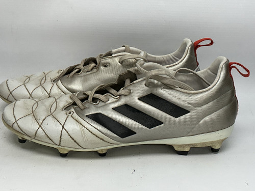 Vist Large View of Product Image Which is Used Adidas Soccer Cleats Grey And White Senior 8.5