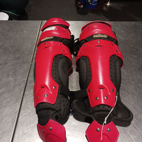 Vist Large View of Product Image Which is Used Schutt S4 SHINGUARDS Catchers Leg Guards Red Adult