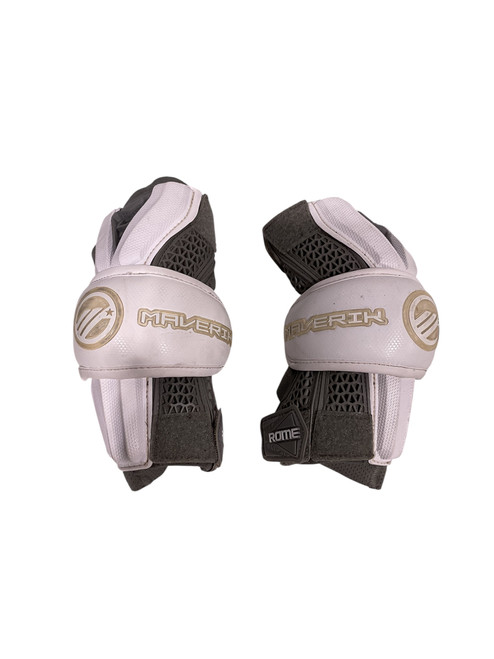 Vist Large View of Product Image Which is Used Maverik ROME Lacrosse Arm Pads/Guards White Junior