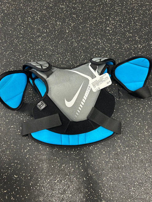 Vist Large View of Product Image Which is Used Nike VAPOR LT NOCSAE YS SP Lacrosse Shoulder Pads Grey SM