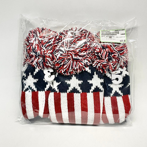 Vist Large View of Product Image Which is Used SCOTT EDWARD USA KNIT HEAD COVER SET Golf Accessory White/Red/Navy