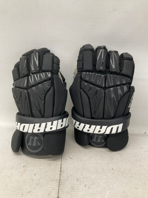 Vist Large View of Product Image Which is Used Warrior BURN NEXT Lacrosse Gloves Junior Black 10"