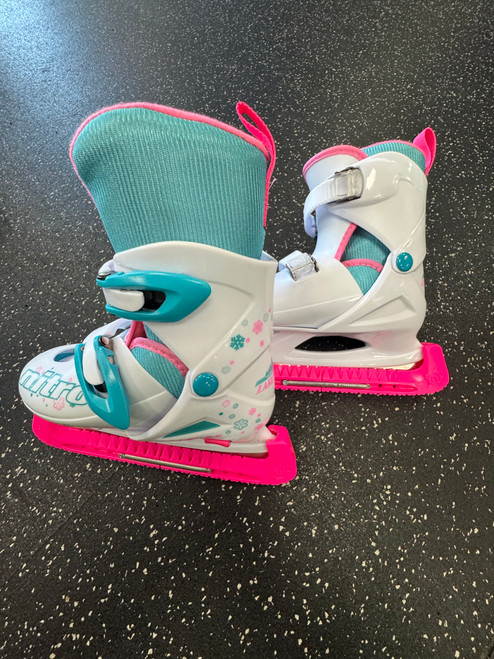 Vist Large View of Product Image Which is Used Lake Placid NITRO 8.8 Youth Speed Skate White Adjustable