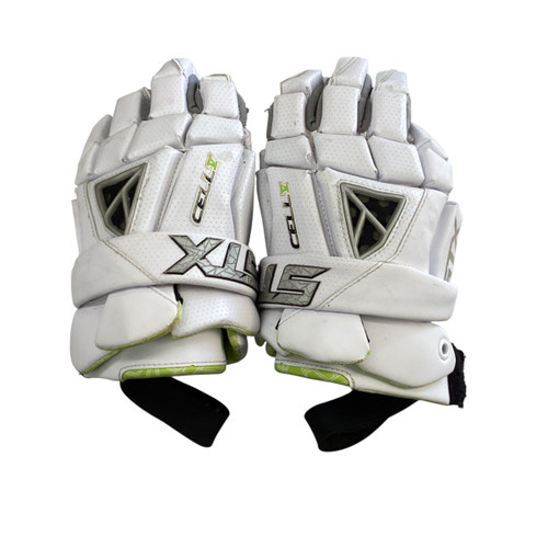Vist Large View of Product Image Which is Used STX CELL V Lacrosse Gloves Junior White MD