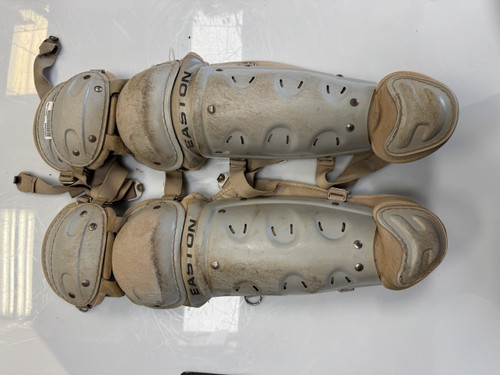 Used Easton YOUTH Catchers Leg Guards Grey Youth 11860-S000298090 Vist Large View of Product Image Which is Used Easton YOUTH Catchers Leg Guards Grey Youth