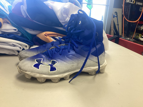 Vist Large View of Product Image Which is Used Under Armour HIGHLIGHT Adult FB Cleats Navy Blue Senior 6.5