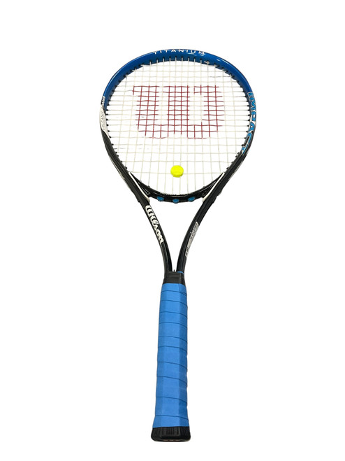Vist Large View of Product Image Which is Used Prince MICHAEL CHANG GRAPHITE Adult Tennis Racquet Teal 4 1/2"