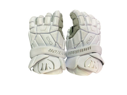 Used Warrior EVO QX Lacrosse Gloves Mens White 14" 10743-S000468563 Vist Large View of Product Image Which is Used Warrior EVO QX Lacrosse Gloves Mens White 14"