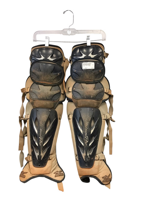 Vist Large View of Product Image Which is Used Mizuno SHIN GUARDS Catchers Leg Guards Navy Blue Adult