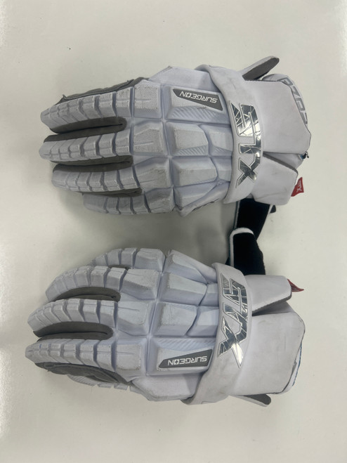 Vist Large View of Product Image Which is Used STX SURGEON GLOVES Lacrosse Gloves Mens White LG