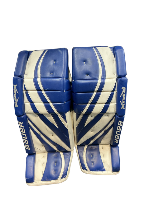Vist Large View of Product Image Which is Used Bauer REFLEX Goalie Leg Pads Senior Royal Blue 32"