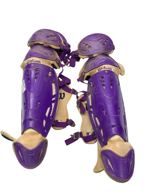 Vist Large View of Product Image Which is Used Wilson PURPLE SHINGUARDS Catchers Leg Guards Purple Adult