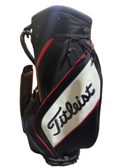 Vist Large View of Product Image Which is Used Titleist MID SIZE HARBOURTOWN BAG 6 WAY Mens Cart Bag White/Black/Red