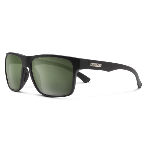 Vist Large View of Product Image Which is New Suncloud Optics Rambler Matte Black + Polarized Gray Green Lens #SRBPPGYM