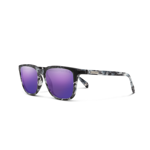 Vist Large View of Product Image Which is Suncloud Optics Boundary Matte Ice Tortoise Polarized Purple Lens #20420120856MF