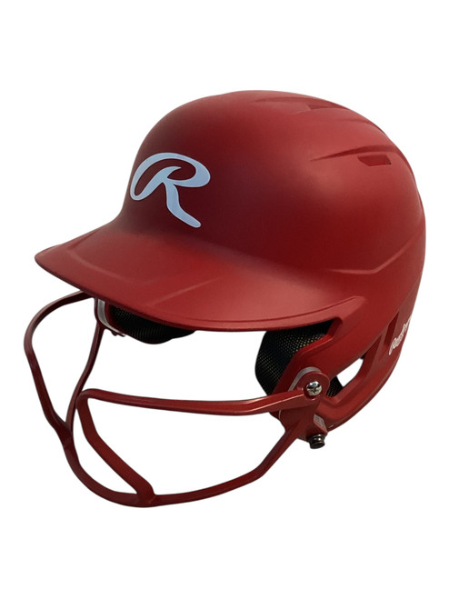 Vist Large View of Product Image Which is Used Rawlings MACHCC-JR-REVA Batting Helmet w/Mask Red One Size
