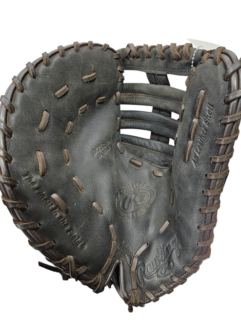 Vist Large View of Product Image Which is Used Rawlings PREMIUM SERIES BB/SB First Base LH Throw Black 12 1/2"