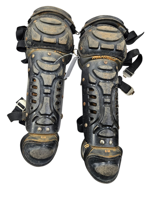 Vist Large View of Product Image Which is Used MacGregor SHIN GUARDS Catchers Leg Guards Black Youth